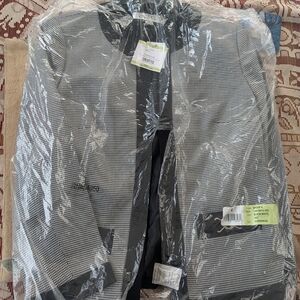 Kasper Black and White Houndstooth Jacket with Black Trim